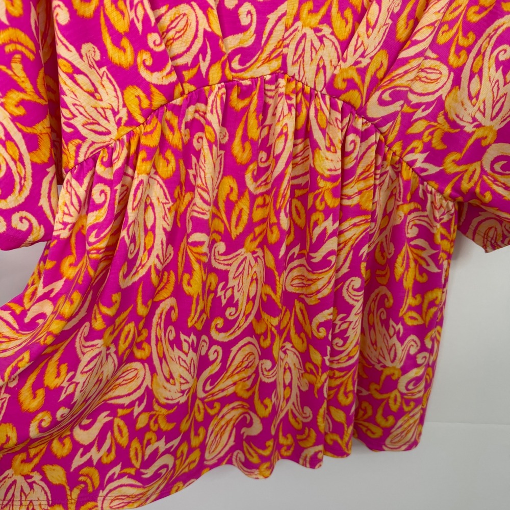 Dear Scarlett Pink Paisley Empire Waist Kimono Sleeve Tunic Top Womens Small NWT - Picture 6 of 8